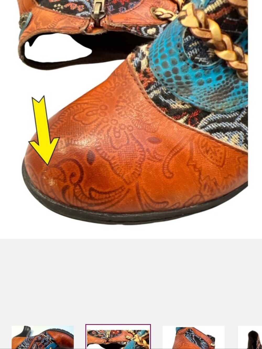 Socofy Boho Festivalcore Tapestry Art To Wear Ankle Embossed Boots EU38 -US 7.5 - Picture 10 of 11
